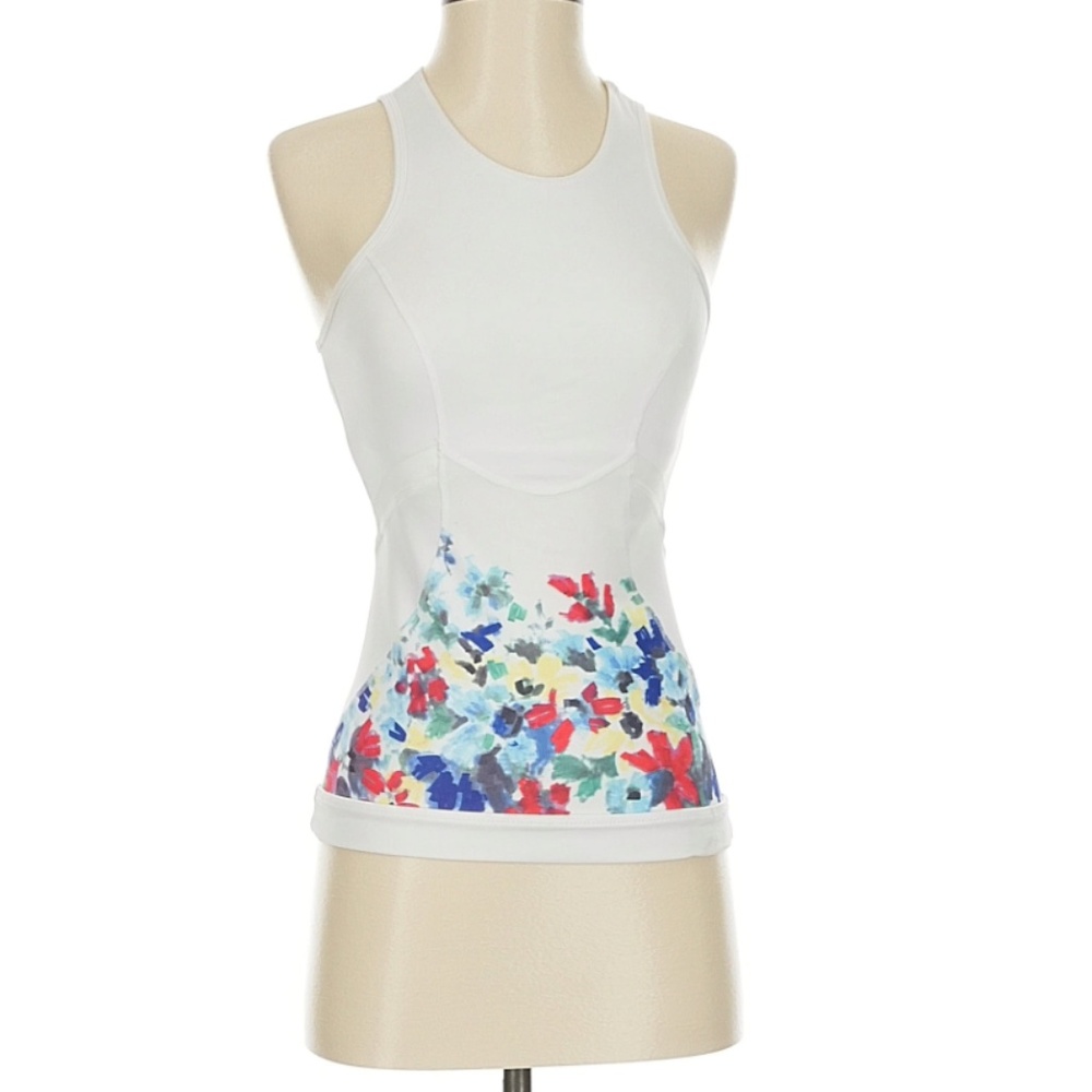 adidas by Stella McCartney Floral 2-in 1 Active-wear Tank Top White Multi Size M